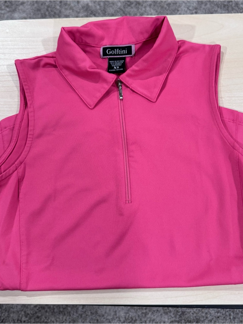 Golftini Hot Pink Sleeveless Zip Golf Polo Top Performance Stretch XS UPF 30+ - Picture 6 of 8